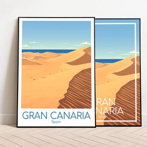 Gran Canaria Reiseposter Düne Gran Canaria Poster Düne Wall Art Spanien Vintage Poster Gran Canaria Travel Poster Düne Gran Canaria Print
