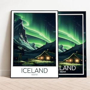 Iceland Travel Poster Iceland Poster Wall Art Vintage Poster Travel Poster Gift Iceland Print Art Print