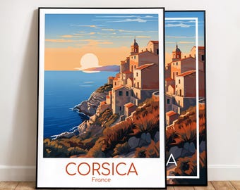 Póster de Córcega para pared, póster de viaje de Córcega, póster vintage de Francia, regalo de póster de viaje de Córcega, lámina de Córcega