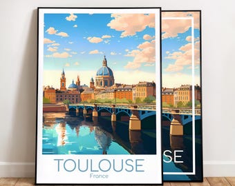 Pôster de Toulouse para decoração de parede, pôster de viagem de Toulouse, pôster vintage da França, pôster de viagem de Toulouse, presente, impressão de viagem de Toulouse