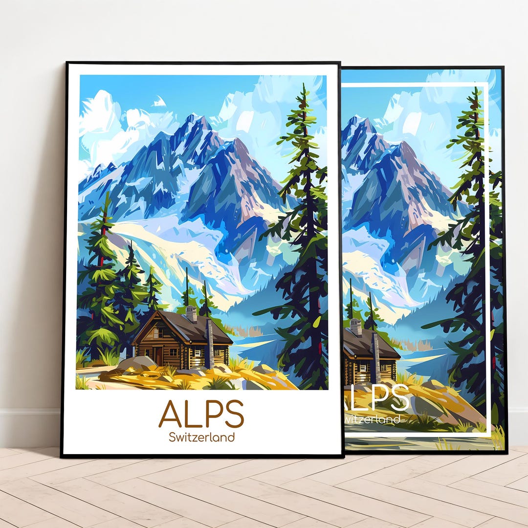 Alps Travel Poster Alps Poster Wall Art Switzerland Vintage Poster Alps ...
