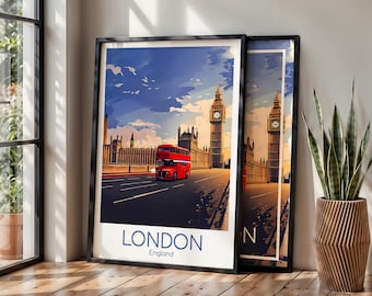 London Poster London Wall Art Big Ben England London Travel Poster London Print Vintage London Gift London Travel Print