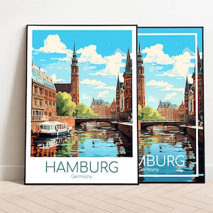 Hamburg Reiseposter Hamburg Poster Wall Art Deutschland Vintage Poster Travel Poster Geschenk Hamburg Print Kunstdruck