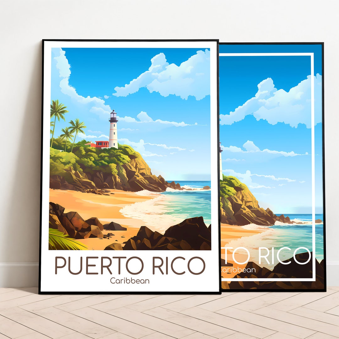 Puerto Rico Travel Poster Puerto Rico Poster Wall Art Caribbean Vintage