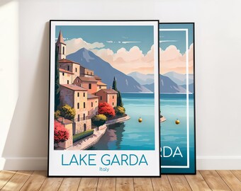 Lake Garda Poster Lake Garda Wall Art Italy Lake Garda Travel Poster Lake Garda Print Vintage Lake Garda Gift Lake Garda Travel Print