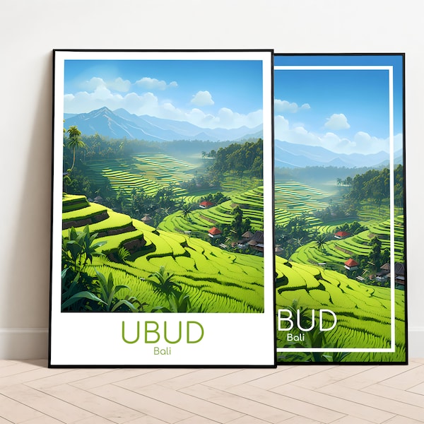 Ubud Reiseposter Ubud Poster Wall Art Bali Vintage Poster Travel Poster Geschenk Ubud Print Kunstdruck Indonesien