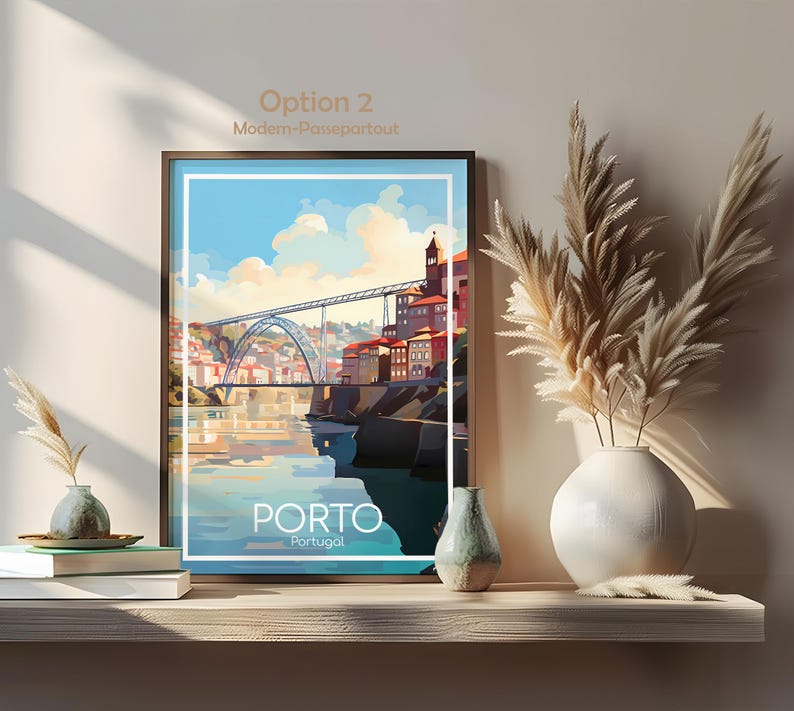 Porto Poster Old Town Porto Wall Art Portugal Porto Travel Poster Porto Print Vintage Porto Gift Porto Travel Print image 6