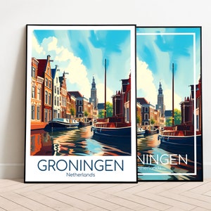 Póster de viaje de Groningen Póster de Groningen Arte mural Países Bajos Póster vintage Póster de viaje de Groningen Regalo Impresión de viaje de Groningen