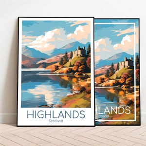 Highlands Reiseposter Herbst Highlands Poster Herbst Schottland Vintage Poster Highlands Travel Poster Highlands Print Herbst Kunstdruck
