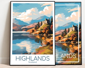 Highlands Travel Poster Autumn Highlands Poster Autumn Scotland Vintage Poster Highlands Travel Poster Highlands Print Autumn Art Print