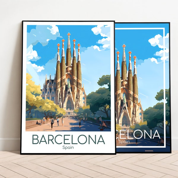 Barcelona Reiseposter Barcelona Poster Wall Art Barcelona Travel Print Spanien Vintage Barcelona Travel Poster Geschenk Kunstdruck