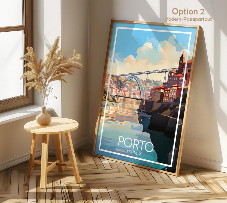 Porto Poster Old Town Porto Wall Art Portugal Porto Travel Poster Porto Print Vintage Porto Gift Porto Travel Print image 4