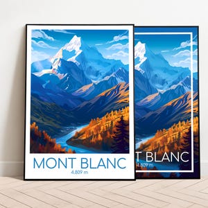 Mont Blanc Reiseposter Herbst Mont Blanc Poster Herbst Frankreich Vintage Poster Mont Blanc Travel Poster Herbst Mont Blanc Print Reisedruck