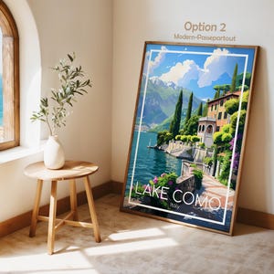 Póster del Lago de Como para pared, Póster de viaje del Lago de Como, Póster vintage de Italia, Póster de viaje del Lago de Como para regalo, Lámina del Lago de Como, Lámina de viaje imagen 4