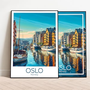 Poster di viaggio di Oslo, poster di Oslo, arte murale, poster vintage della Norvegia, poster di viaggio di Oslo, regalo, stampa di Oslo, stampa di viaggio