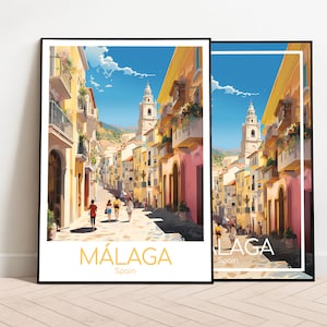 Affiche de voyage Malaga Affiche Malaga Art mural Espagne Affiche vintage Affiche de voyage Cadeau Malaga Impression d'art