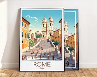 Rome Poster Spanish Steps Rome Wall Art Italy Rome Travel Poster Rome Print Vintage Rome Gift Rome Travel Print