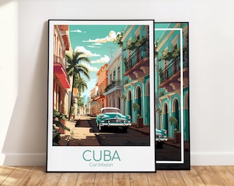 Póster de Cuba Arte mural de Cuba Caribe Póster de viaje a Cuba Lámina de Cuba Regalo vintage de Cuba Lámina de viaje a Cuba