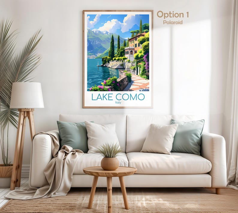 Póster del Lago de Como para pared, Póster de viaje del Lago de Como, Póster vintage de Italia, Póster de viaje del Lago de Como para regalo, Lámina del Lago de Como, Lámina de viaje imagen 5