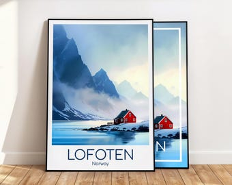 Lofoten Poster Lofoten Wall Art Norway Lofoten Travel Poster Lofoten Print Vintage Lofoten Gift Lofoten Travel Print