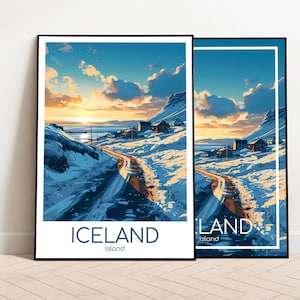 Iceland Reiseposter Iceland Poster Wall Art Vintage Poster Travel Poster Geschenk Iceland Print Kunstdruck