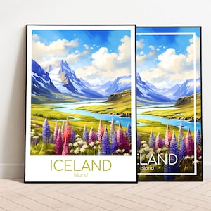 Iceland Travel Poster Iceland Poster Wall Art Vintage Poster Travel Poster Gift Iceland Print Art Print