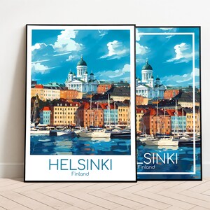 Cartel de viaje de Helsinki Cartel de Helsinki Arte de la pared Cartel vintage de Finlandia Cartel de viaje de Helsinki Regalo Impresión de viaje de Helsinki