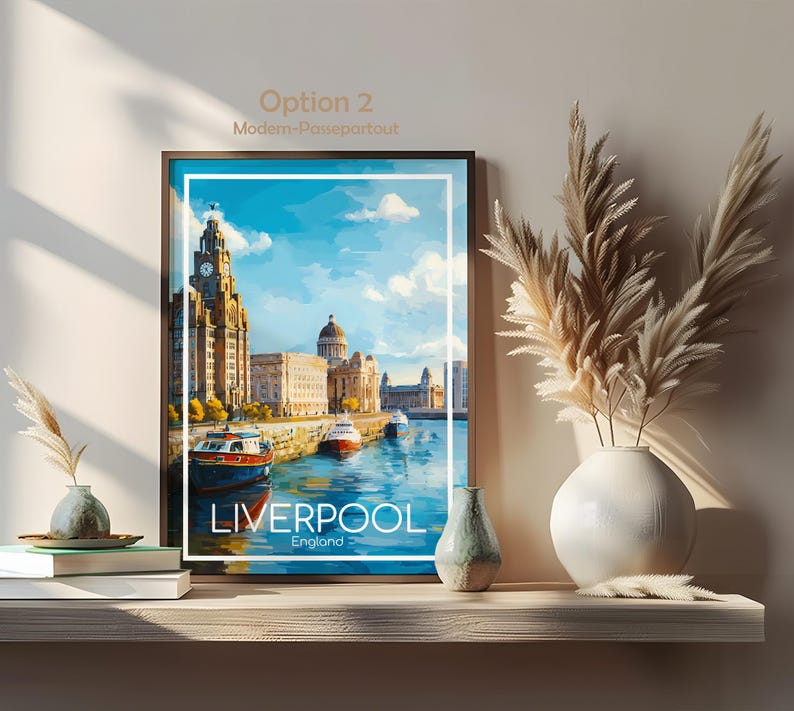 Liverpool poster - Deze poster van Liverpool straalt de sfeer van een maritieme haven uit, perfect als wanddecoratie, Engeland, print, cadeau, woondecoratie of reisposter. afbeelding 6