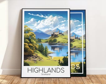 Hooglandenposter Zomer Hooglandenposter Zomer Schotland Vintage poster Hooglanden Reisposter Hooglanden Print Hooglanden Zomer Kunstprint
