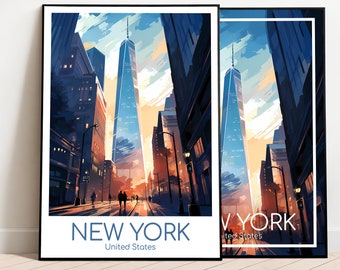 New York Travel Poster Tower New York Poster Tower Wall Art USA Vintage Poster New York Travel Poster Gift New York Print Tower Art Print