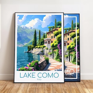 Póster del Lago de Como para pared, Póster de viaje del Lago de Como, Póster vintage de Italia, Póster de viaje del Lago de Como para regalo, Lámina del Lago de Como, Lámina de viaje imagen 1
