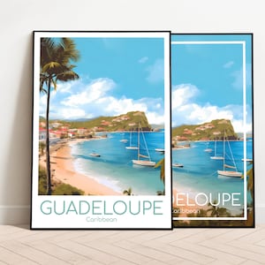 Affiche de voyage Guadeloupe Affiche Guadeloupe Art mural Affiche vintage des Caraïbes Affiche de voyage Cadeau Impression Guadeloupe Impression d'art