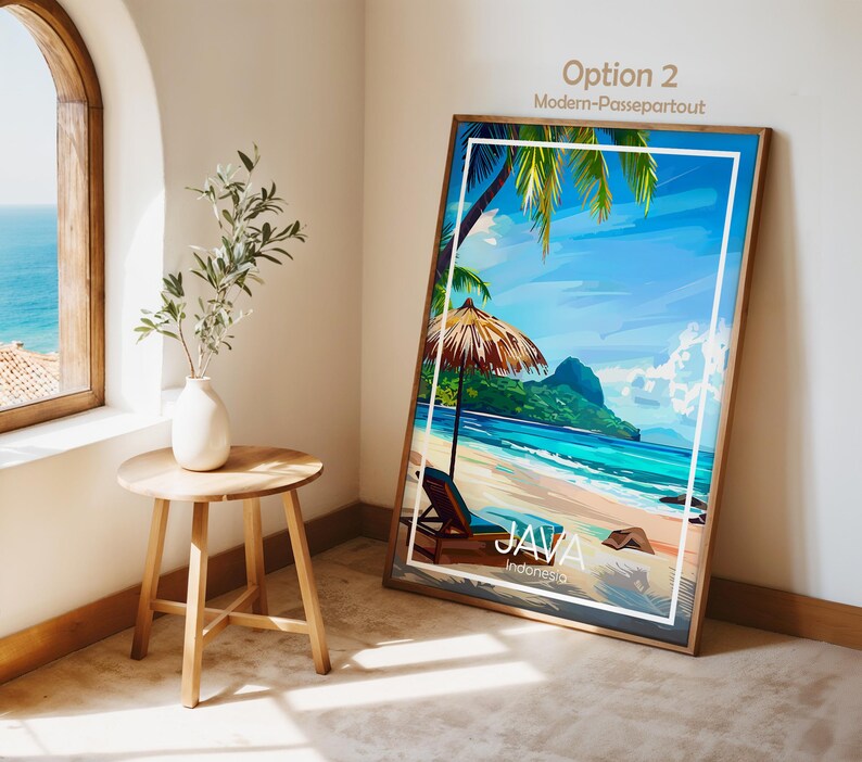 Java Poster Java Wall Art Indonesien Java Reiseposter Java Print Vintage Java Geschenk Java Reisedruck Strand Urlaub Bild 4