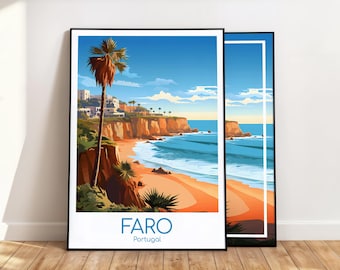 Faro Poster, Faro Wall Art, Portugal, Faro Algarve Travel Poster, Faro Print, Vintage Faro Gift, Faro Travel Print