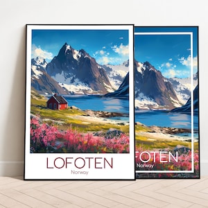 Lofoten Reiseposter Sommer Lofoten Poster Sommer Wall Art Norwegen Vintage Poster Lofoten Travel Poster Lofoten Print Sommer Reisedruck