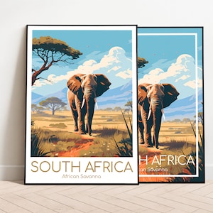 South Africa Travel Poster South Africa Poster Wall Art Savanna Vintage Poster Travel Poster Gift South Africa Print Art Print