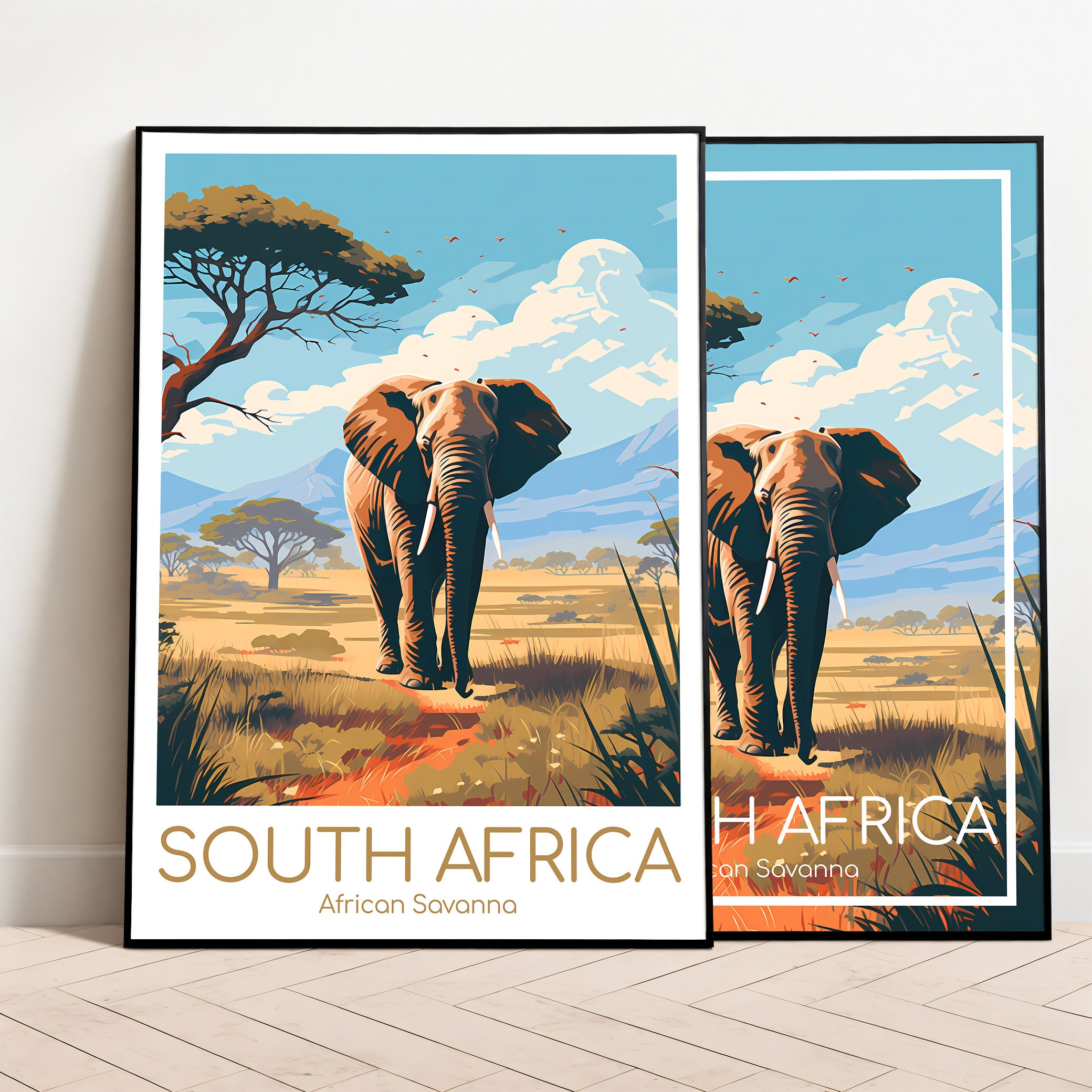 South Africa Travel Poster South Africa Poster Wall Art Savanna