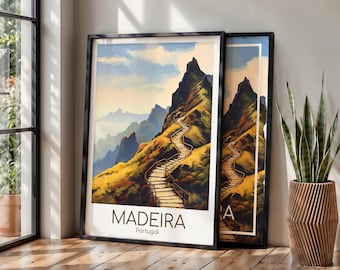 Madeira Poster Madeira Wall Art Portugal Madeira Travel Poster Madeira Print Vintage Madeira Gift Madeira Travel Print