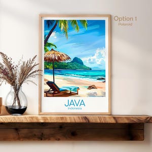 Java Poster Java Wall Art Indonesien Java Reiseposter Java Print Vintage Java Geschenk Java Reisedruck Strand Urlaub Bild 3