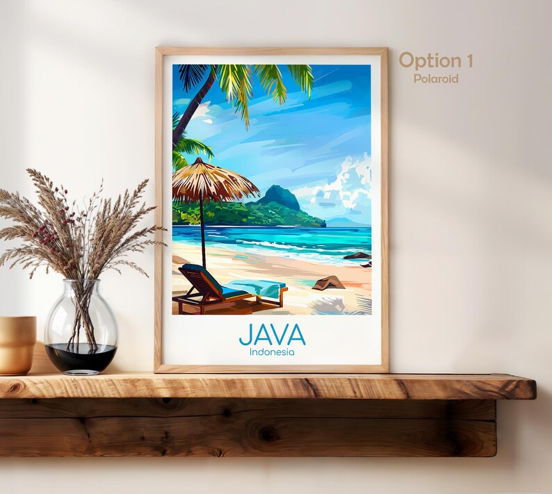 Java Poster Java Wall Art Indonesien Java Reiseposter Java Print Vintage Java Geschenk Java Reisedruck Strand Urlaub Bild 3