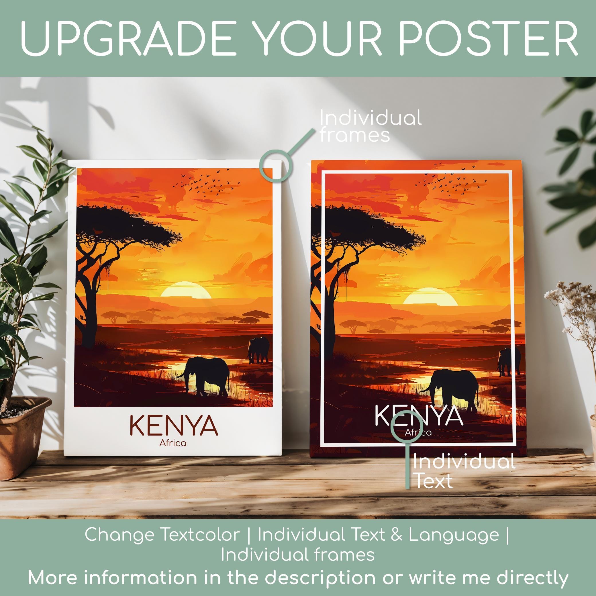 Kenya Travel Poster Kenya Poster Wall Art Africa Vintage Poster Kenya ...
