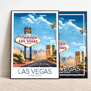 Póster de viaje de Las Vegas Póster de Las Vegas Arte de pared América EE. UU. Póster vintage Póster de viaje Regalo Lámina artística