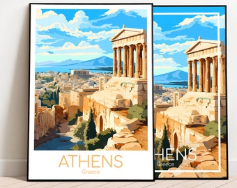 Athens Travel Poster Athens Poster Wall Art Athens Travel Print Greece Vintage Poster Travel Poster Gift Athens Print Art Print