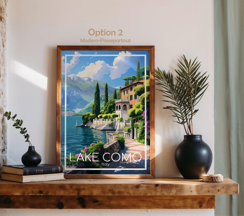 Póster del Lago de Como para pared, Póster de viaje del Lago de Como, Póster vintage de Italia, Póster de viaje del Lago de Como para regalo, Lámina del Lago de Como, Lámina de viaje imagen 6