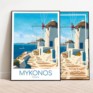 Mykonos Travel Poster Mykonos Poster Wall Art Greece Vintage Poster Mykonos Travel Poster Gift Mykonos Print Travel Print