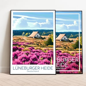 Lüneburger Heide Reiseposter Lüneburger Heide Poster Wall Art Deutschland Vintage Poster Travel Poster Lüneburger Heide Print Kunstdruck