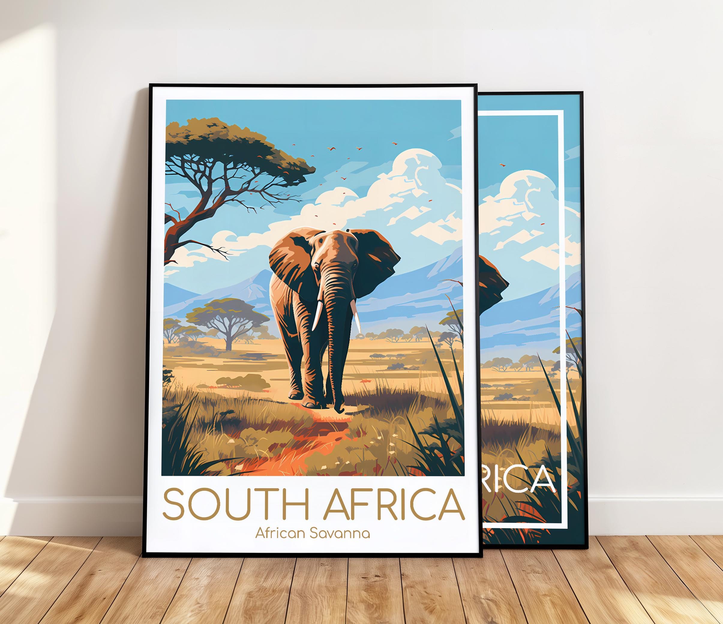 アート・デザイン・音楽 SOUTH AFRICA South Africa Minimal Springbok Table Mountain Poster アート・デザイン・音楽