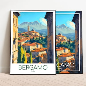 Bergamo Reiseposter Bergamo Poster Wall Art Italien Vintage Poster Bergamo Travel Poster Geschenk Bergamo Print Reisedruck