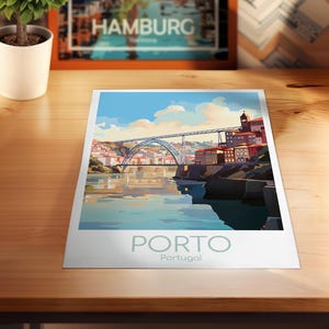 Porto Poster Old Town Porto Wall Art Portugal Porto Travel Poster Porto Print Vintage Porto Gift Porto Travel Print image 8