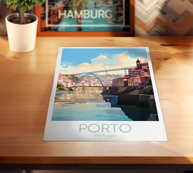 Porto Poster Old Town Porto Wall Art Portugal Porto Travel Poster Porto Print Vintage Porto Gift Porto Travel Print image 8